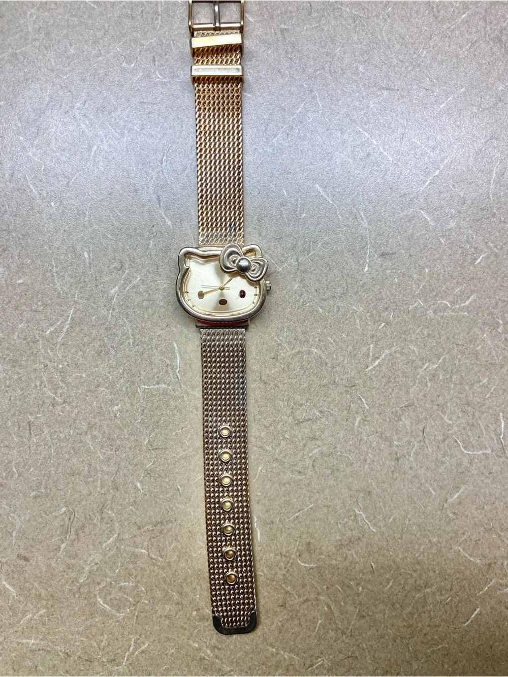 Sanrio Hello Kitty Gold Tone Mesh Bracelet Watch